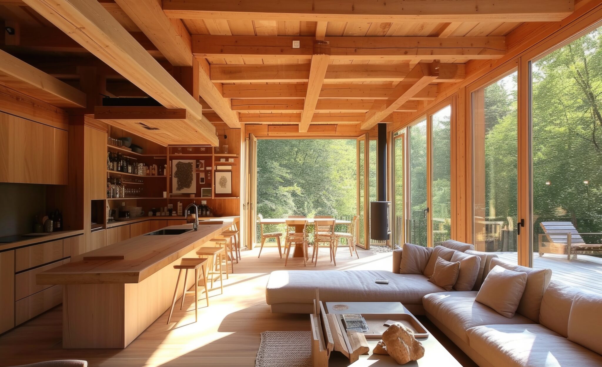 Extension bois lumineuse intérieur agrandissement